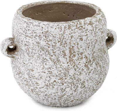 Homebound by KY | Aardewerk vaas met oor | 20x16x15.5cm | bloemenvaas aardewerk