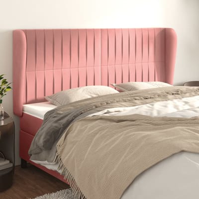 vidaXL - Hoofdbord - met - randen - 163x23x118/128 - cm - fluweel - roze