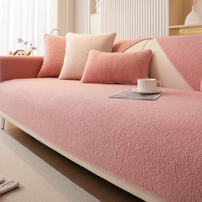 Moderne Effen Kleur Winter Lamswol Sofa Hoes Verdikken Pluche Zacht en Glad Sofa Hoezen voor Woonkamer Antislip Bankhoes 70x70cm 1pcs