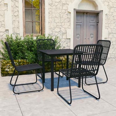 vidaXL - 5-delige - Tuinset - poly - rattan - en - glas