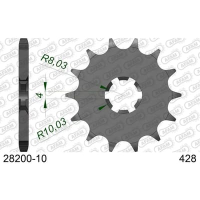 Tandwiel voor motorfiets Afam 428