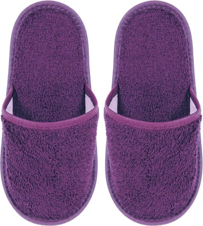 Badslippers Badstof Uni Pure met Zool Paars Maat 38 - 1 Paar