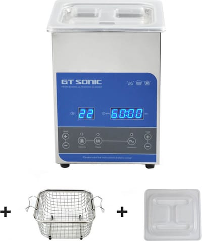 GT-Sonic R2 ultrasoon reiniger - 1.5 liter RVS ultrasone reiniger - 40kHz ultrasoon reinigingsapparaat - Ultrasoonreiniger incl. korf en deksel