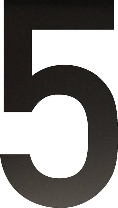 Huisnummer 20 cm - Nummer 5 - Mat Zwart RVS