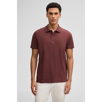 Poloshirt Lino met linnenaandeel, bordeauxrood