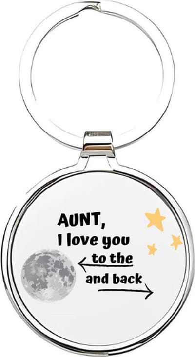 Akyol - aunt i love you to the moon and back Sleutelhanger - Tante - de liefste tante - tante sleutelhanger - sleutelhanger - sleutelhanger voor tantes - familie sleutelhanger - verjaardagscadeautje - cadeau voor de liefste tante - aunt - 4 x 7,5 CM