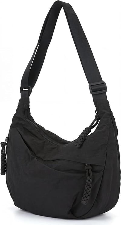 Schoudertas Dames - Nylon Tas - Dagelijks Gebruik - Verstelbare Band - 35 x 22 cm - Zwart