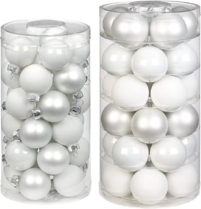 60x stuks glazen kerstballen wit 4 en 6 cm glans en mat - Kerstversiering/kerstboomversiering