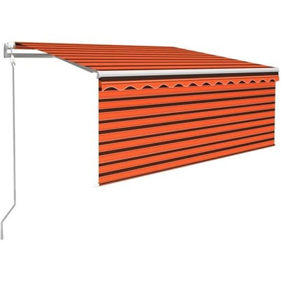 vidaXL - Luifel - met - rolgordijn, - LED - en - windsensor - 3,5x2,5 - m - oranje - bruin