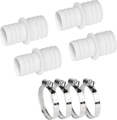 Hose Connector Set met 8 Slangklemmen, Adapter voor Zwembadslang, Dubbele Slangmondstuk en Slangadapter (32-38)