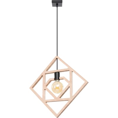 Sollux Lighting Hanglamp Caro - E27 - natuurlijk hout/zwart - hout - 50x8x145cm