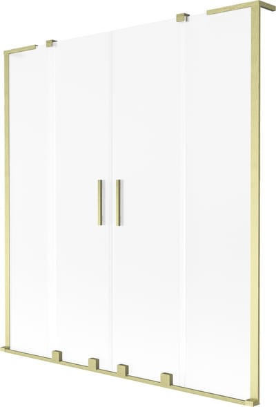 Mexen Velar L Duo badwand 2-delig schuifbaar 150 x 150 cm, ijs, geborsteld goud - 896-150-003-32-55