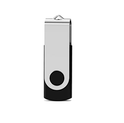QTTVBTNA - Metal USB Stick met 360° Draaibare Deksel - 64GB - Voor School, Werk en Persoonlijk Gebruik - Plug-and-Play - Foto's en Video's Opslaan - Zwart - 1 Stuk