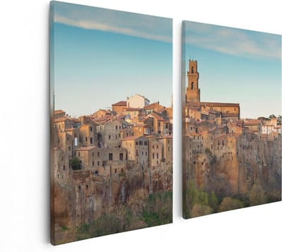 Artaza Canvas Schilderij Tweeluik Oude Stad in Toscane, Italië - 80x60 - Foto Op Canvas - Canvas Print