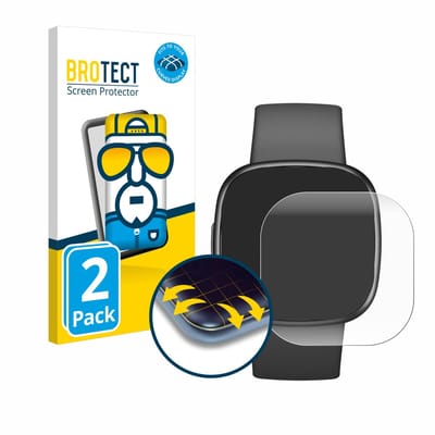 BROTECT - Screenprotector voor Fitbit Sense 2 - Folie Beschermfolie transparant volledig dekking - 2 Stuks