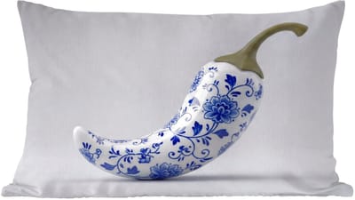 Sierkussens - Kussentjes Woonkamer - 60x40 cm - Chilipeper - Keramiek - Blauw