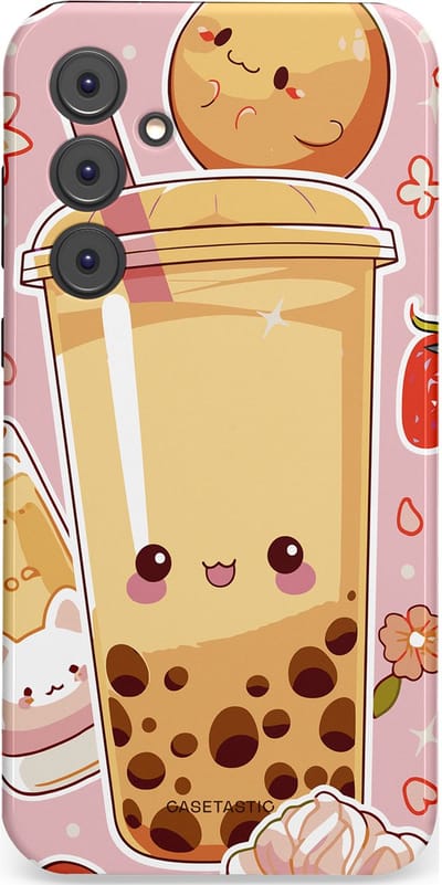 Casetastic Hoesje Geschikt voor Samsung A35 - Stijlvolle Beschermende Duo-layer Case - Kawaii Thee Design - Bubble Tea