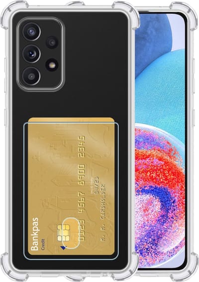 Hoesje - Geschikt voor Samsung Galaxy A23 - Met Pashouder en Kaarthouder - Telefoon Hoes Shockproof - Siliconen Case - Back Cover - Shock Proof - Pasjes Houder - Telefoonhoesjes - Transparant