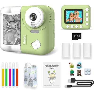 Kids Instant Print Camera Kids Camera 1080P Digitale Camera voor Kinderen 2.4 Inch IPS Scherm 10X Zoom