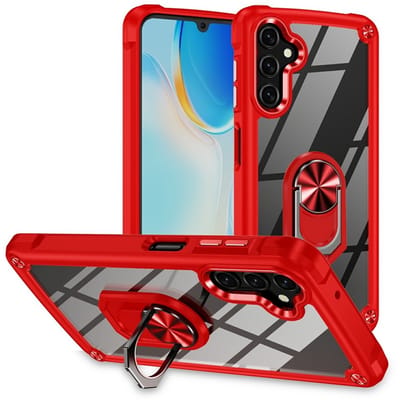 Coverup Hoesje - Geschikt voor Samsung Galaxy A17 Hoesje - Coverup ShockProof Transparant Ring Kickstand Back Cover - Rood