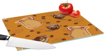 Glazen Snijplank - 39x28 - Koffie - Patronen - Koffiebonen - Snijplanken Glas