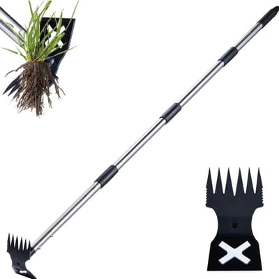 Dailygoods - ROCKY&CHAO Onkruidsteker met lange steel, 150 cm, 2-in-1 onkruidverwijderaar apparaat en tuinhak, handmatige leeuwenbloemsteker voor tuinieren, effectief tuingereedschap tegen onkruid