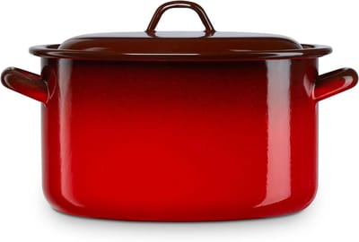 Inductie Steelpan - Grote Pan - Grote Hoeveelheden Koken - Gegoten Staal - 26 cm - Rood