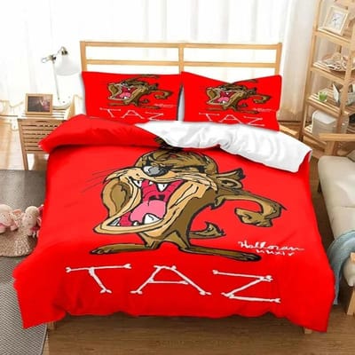 3D Print Cartoon Tasmaanse Duivel Mode Beddengoed Set Dubbel Twin King Dekbedovertrek Dekbed Kussensloop Jongens Meisjes Volwassenen Slaapkamer 140x210cm 2pcs