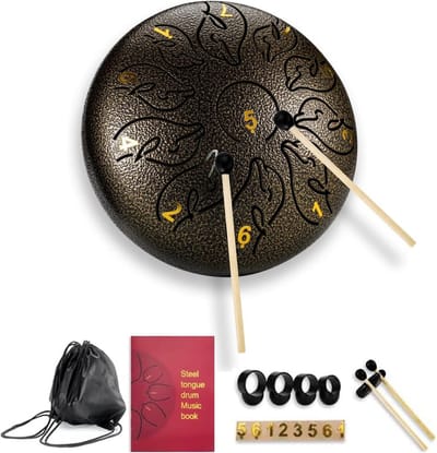 Tongdrum 11 Tonen 15,2 cm Koolstofstaal Inclusief Accessoires voor Meditatie en Yoga