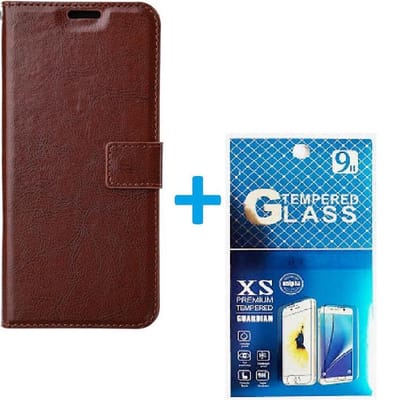 LuxeBass Boekhoesje en 2x Screenprotector geschikt voor iPhone 13 Pro - Bruin - telefoonhoes - gsm hoes - telefoonhoesjes