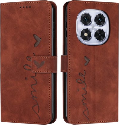 Coverup Hoesje - Geschikt voor Xiaomi Redmi Note 14 Pro 5G / Pro+ / Poco X7 Hoesje - Coverup Smile Book Case - Bruin