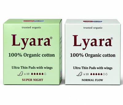 Lyara Biologisch Katoenen Maandverband Multipack – 20 Stuks (10 Normaal + 10 Super Nacht) – 100% Biologisch Katoenen Toplaag & Absorberende Kern – Met Vleugels