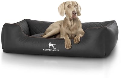 Knuffelwuff laser-gewatteerd kunstleer hondenbed Milan XL 105 x 75cm zwart
