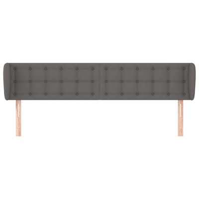 vidaXL - Hoofdbord - met - randen - 203x23x78/88 - cm - kunstleer - grijs