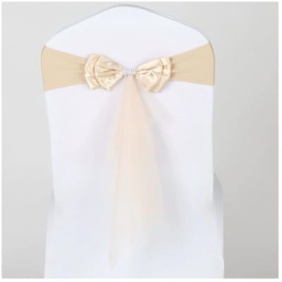 Dailygoods- Stoelsjerpen Elastisch - Stoelbanden - Decoraties Bruiloft/Verjaardag - 20 Stuks - Dubbel Satijn/Mesh - Eenvoudige Bevestiging