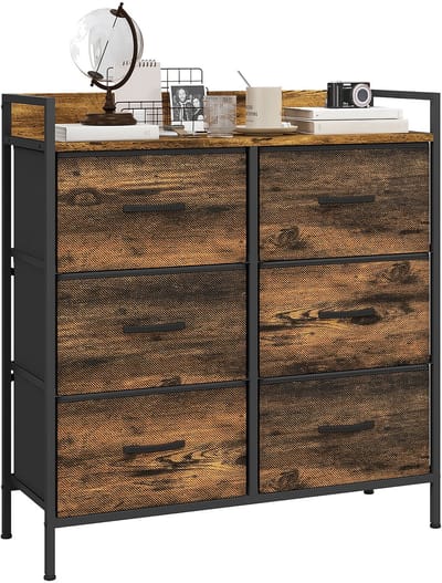 HOMCOM Stoffen Dressoir - Vliesstof, staal - 79x29x85cm - Rustiek Bruin