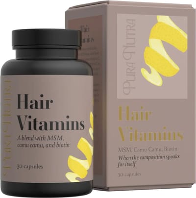 Pura Nutra Hair Vitamins – Biotine, Zink, Vitamine C & D3 voor Haar, Huid & Nagels - 30 Capsules | Premium supplements