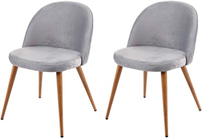 Set van 2 eetkamerstoelen MCW-D53, stoel keukenstoel retro jaren 50 design, fluweel ~ lichtgrijs