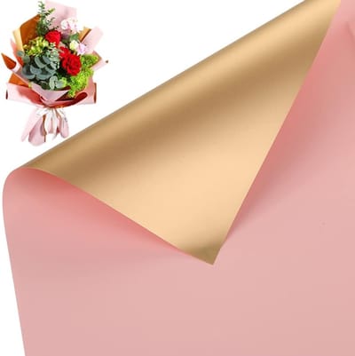20 Vellen Dubbelzijdig Goud Bloemen Inpakpapier, Waterdicht Bloemenpapier voor Boeketten, DIY Knutselprojecten 50x50cm (Roze)