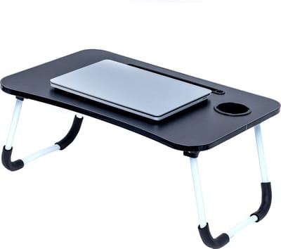 Intirilife uitklapbare laptoptafel in zwart met afmetingen 60 x 40 x 28 cm - leestafel ontbijtblad boekenblad voor bed woonkamer thuis kantoor en onderweg