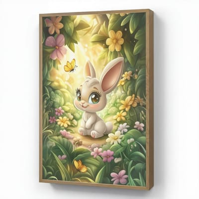 Nachtlampje 60x90 cm - Kinder lamp - Konijn - Bos - Vlinders - Cartoon - Tafellamp kinderkamer draadloos - Slaapkamer lampje - Bedlamp kinderen - Kinderlampje - Wandlamp babykamer - Nachtlampjes