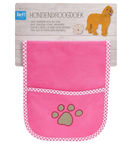 Lief Girls – Hondendroogdoek – Handdoek voor honden – Roze – Maat S - 25 x 75 cm