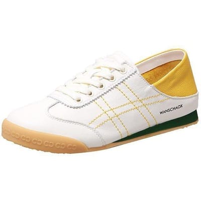 Zacht Leer Kleine Witte Schoenen Dames Forrest Gump Schoenen Twee Manieren om te Dragen Lente Nieuwe Platte Zool Student Sport- en Vrijetijdsschoenen Lage Enkele Schoenen 40 geel