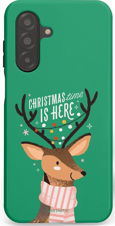 Casetastic hoesje geschikt voor Samsung Galaxy A26 - Dubbellaagse bescherming - Rudolf het Rendier op het groen - Fashion Case - Turquoise Perzik Donkergroen