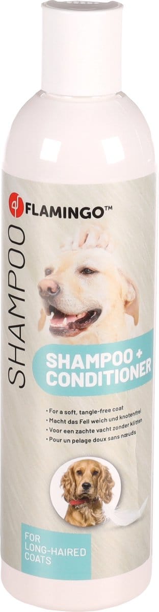 Flamingo Hondenshampoo met conditioner - voor langharige honden 300 ml - vergemakkelijkt het kammen en borstelen