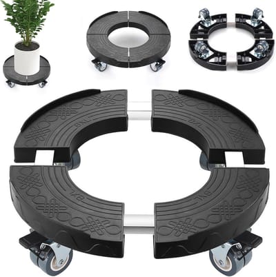Instelbare Plantenroller 38-51 cm - Rond met Wieltjes, 200 kg Draagkracht voor Bloempot en Buitengebruik