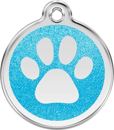 Red Dingo Hondenpenning 38 mm pootje glitter aqua