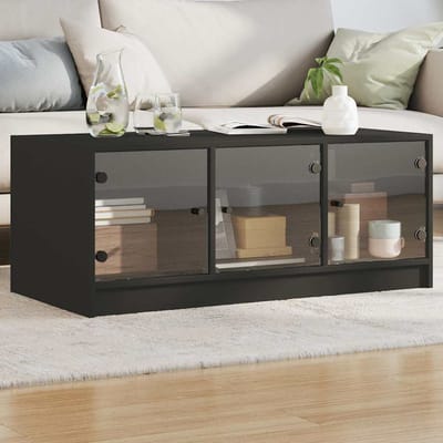 vidaXL - Salontafel - met - glazen - deuren - 102x50x42 - cm - zwart