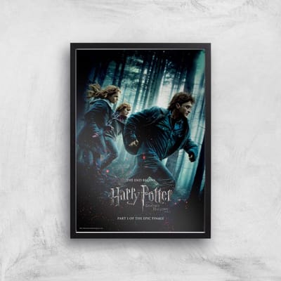 Harry Potter and the Deathly Hallows Part 1 Giclee Art Print - A4 - Black Frame