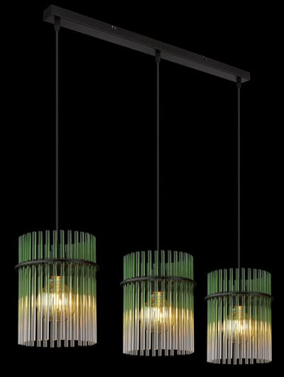 Globo - hanglamp - GORLEY - groen - glas - grote eettafellamp - E27 - 15698-3HG